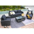 thumbnail image 1 of 5-Piece Patio Furniture Set Outdoor Wicker Sectional Conversation Sofa with Black Cushions, 1 of 8