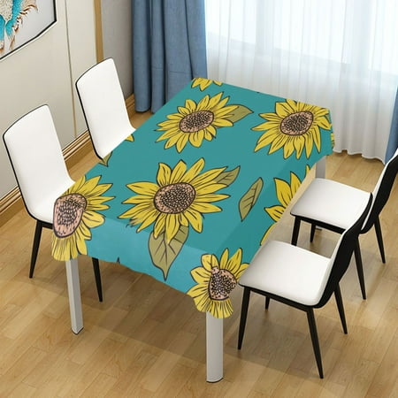 

60x90 Inch Tablecloth Polyester Square Tablecloth for Home Kitchen Dinner Decor Yellow Sunflowers Pattern
