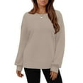 thumbnail image 4 of Holzkary Sweatshirts for Women Hoodies Oversized Sweatshirts Cute Crewneck Long Sleeve Fleece Tops Winter Outfits Graphic Printed Pullover Top Comfy Fall Winter Outfits Clothes 2025 Fashion Khaki M, 4 of 8