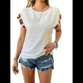 thumbnail image 2 of Blusas de Verano para Mujer, Blusas Bohemias para Mujer, Blusa Informal de Corta con Cuello Redondo de Color. S, 2 of 10