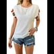 thumbnail image 2 of Blusas de Verano para Mujer, Blusas Bohemias para Mujer, Blusa Informal de Corta con Cuello Redondo de Color. XL, 2 of 10