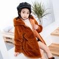 thumbnail image 2 of CPNG Girls Long Sleeve Plush Teddy Faux Fur Sherpa Jacket with Hood and Pockets Fleece Hooded Coat Kids Windproof Fall Winter Warm Soft Fuzzy Plush Outerwear, 2 of 8