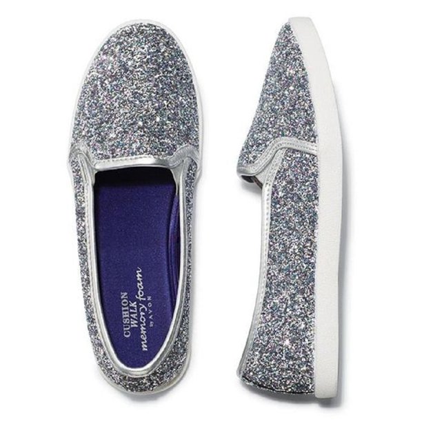 Avon Avon Womens Memory Foam Sparkle Slip ON Sneakers