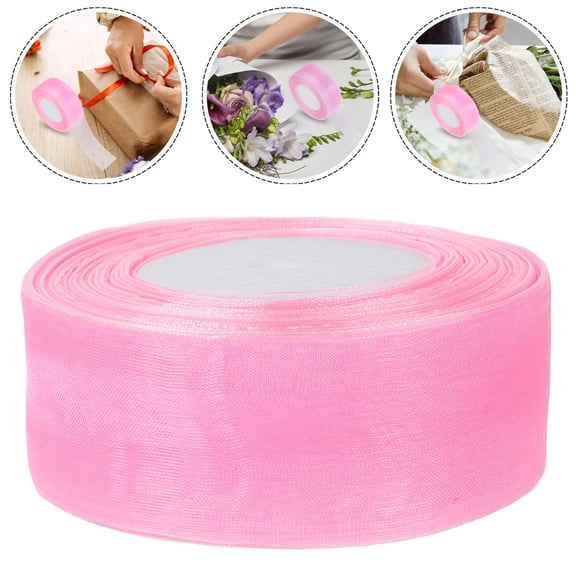 Homoyoyo Black Chiffon Ribbon Pink Organza Decorative Wedding Decorations 1Pack