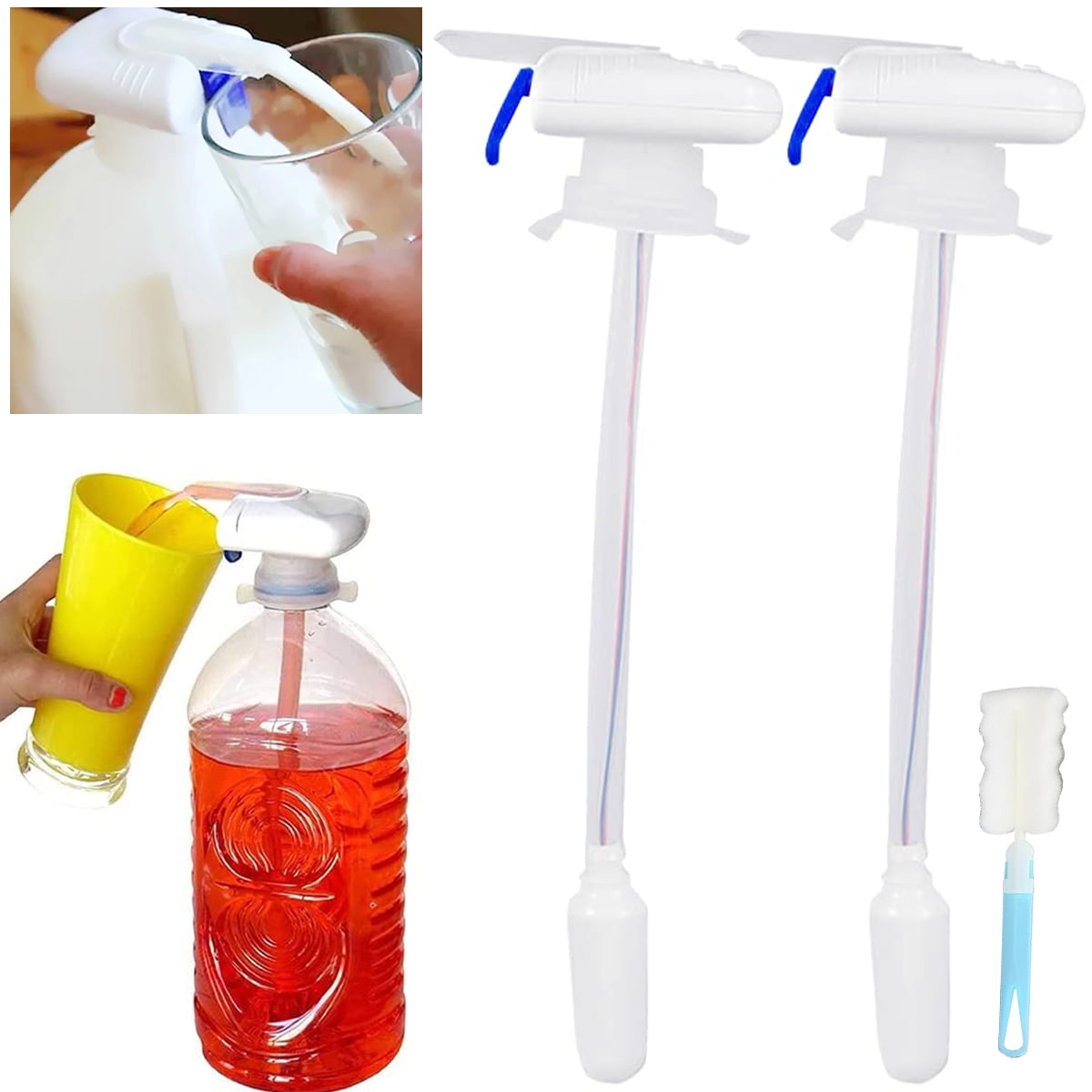 White Household Automatic Drink Dispenser Electric Tap Creative Magic Water Dispenser Milk Juice Beer Spill Proof Beverage Straw Dispenser 