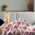 thumbnail image 3 of Orange and Pink Soft Flannel Fleece Throw Blanket, Ornamental Flowers with Blooming Petals Spring Season Theme, Cozy Plush for Indoor and Outdoor Use, 50" x 70", Pale Pink Orange Yellow, by Ambesonne, 3 of 5