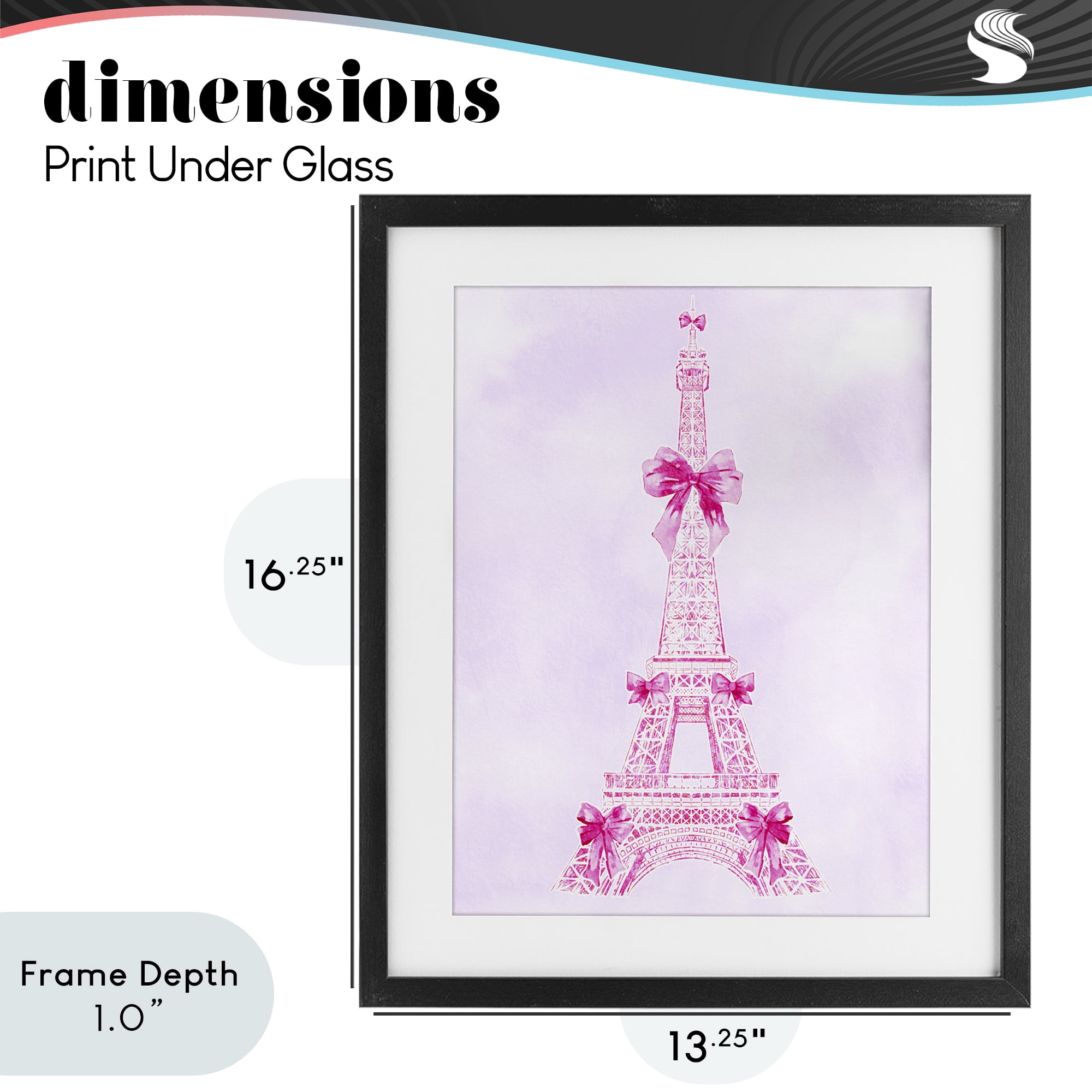 Stupell Industries Ribbon Bedecked Eiffel Tower Black Framed Print Under Glass, design by Ziwei Li