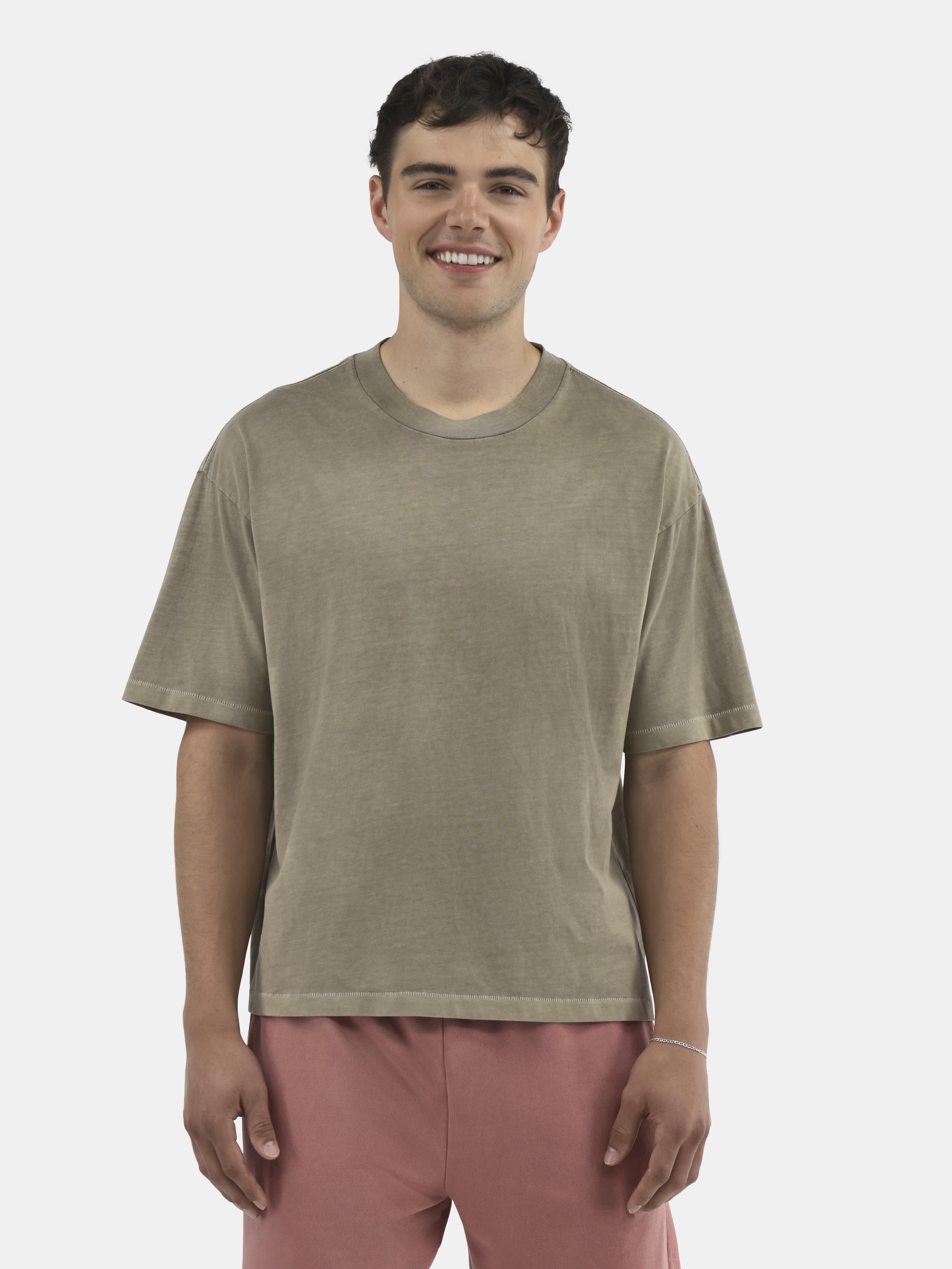 No Boundaries Cotton Oversized Cropped Tee with Short Sleeves, 2-Pack, Men's and Big Men's XS-5XL