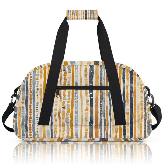 Herdesigns Boho Striped Sports Duffle Bag for Women & Men, Stripe Geometric Gym Bag Dance Bag Overnight Bag Carry On Weekender Travel Bag