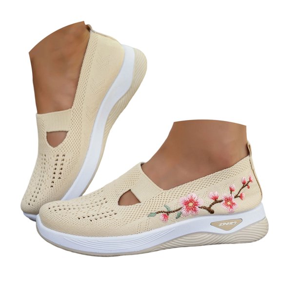 Orthopedic Shoes for Women Wide Width Comfortable Lightweight Slip on Sneakers Non Slip Arch Support 2026 Walking Shoes Khaki Size 9.5