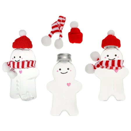 

HOMEMAXS 3 Sets Plastic Juice Bottles Christmas Gingerbread Man Bottles Empty Bottles 350ml