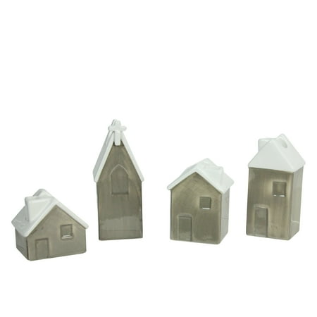 Advent Candles Holders Roman 4ct Church and Houses Advent Christmas Taper Candle Holder Set 4.75