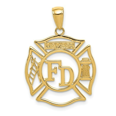Diamond2Deal 14K Yellow Gold Fd Member In Shield Pendant for Women (L-30 mm,W-20.5 mm)