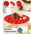 thumbnail image 4 of Round Spandex Christmas Tablecloth, Elastic Fitted Waterproof Tablecloths for 45"-56" Tables, Stretch Washable Picnic Table Cover for Christmas Dinner, Dot Snowflake, 4 of 4