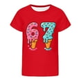 thumbnail image 3 of XAOFW Kids 6 7 T-Shirt Graphic Number Print Blend Girls Boys Short Sleeve Round Neck Comfort Fashionable Casual Daily Wear Tee, 3 of 4