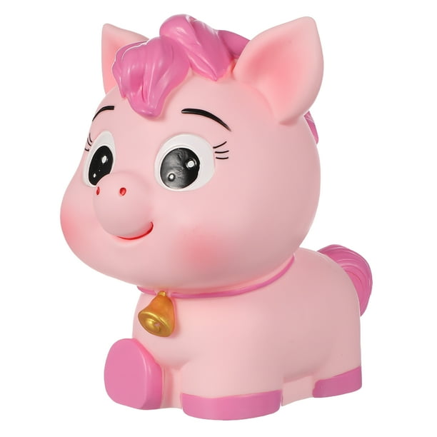 Alcancía de caballo: Caja para guardar monedas irrompible - Bonita alcancía de animal para niños - Tarro contenedor de cumpleaños para niños y niñas, color rosa
