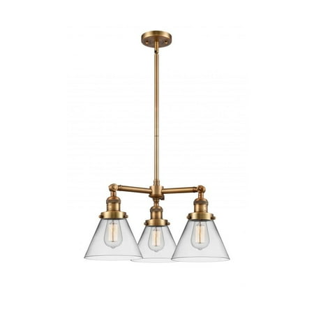 

Brushed Brass Tone Chandeliers 22 Wide Steel/Cast Brass/Glass Medium Base 3 Light Fixture
