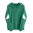 thumbnail image 3 of Women's Fall Hoodies Floral Ghost Pumpkin Graphic Print Sweatshirts Long Sleeve Oversized Pullover Hooded Tops Casual Autumn Relaxed Fit Clothes, 3 of 7