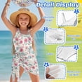 thumbnail image 5 of SEANATIVE 11-12 Years Girls Summer Swimsuit One-Piece Bathing Suit with Mesh Skirt Cover Up Cut Out Stretchy Swimwear for Kids Children Teens, Pink Flower Green Beige, 5 of 7