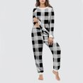 thumbnail image 4 of Fengactive Women's Long Sleeve Crew Neck Pajama Set With Pockets Printed Lounge Sets Two Piece Pj Outfits, 4 of 6