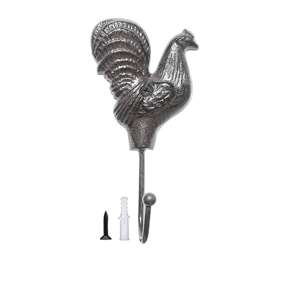 Shipiny Wrought Iron Rooster & Hen Wall Hooks, Simple Farmhouse Style Hook, Home Garden Patio Wall Decor & Hanging Bracket, Black