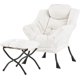 thumbnail image 1 of Sillón Lazy con otomana, sillón de lectura y salón moderno con reposabrazos y bolsillos laterales, sofá lounge tapizado para espacios pequeños, beige,Azul Real, 1 of 2