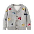 thumbnail image 3 of THDHVS Boys Winter Coat,Toddler Coat,Kids Car Print Cable Knit Cardigans Button Down Long Sleeve Chunky Sweater Outerwear Gray 3-4 Years, 3 of 4