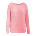 thumbnail image 6 of iOPQO sweaters for women Womens Off Shoulder Tops Long Sleeve Knit Shirt Crew Neck Pullover Sweater Jumper Tops Casual Warm Sweater Women's Pullover Sweater Pink XL, 6 of 6