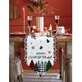 thumbnail image 4 of Table Runner Dresser Scarves Christmas Grid Dot Xmas Tree Cotton Linen Burlap Table Cover Holly Snowflake Leaves Vine Table Runners for Family Kitchen Dining Holiday Party Banquet Decor, 4 of 5