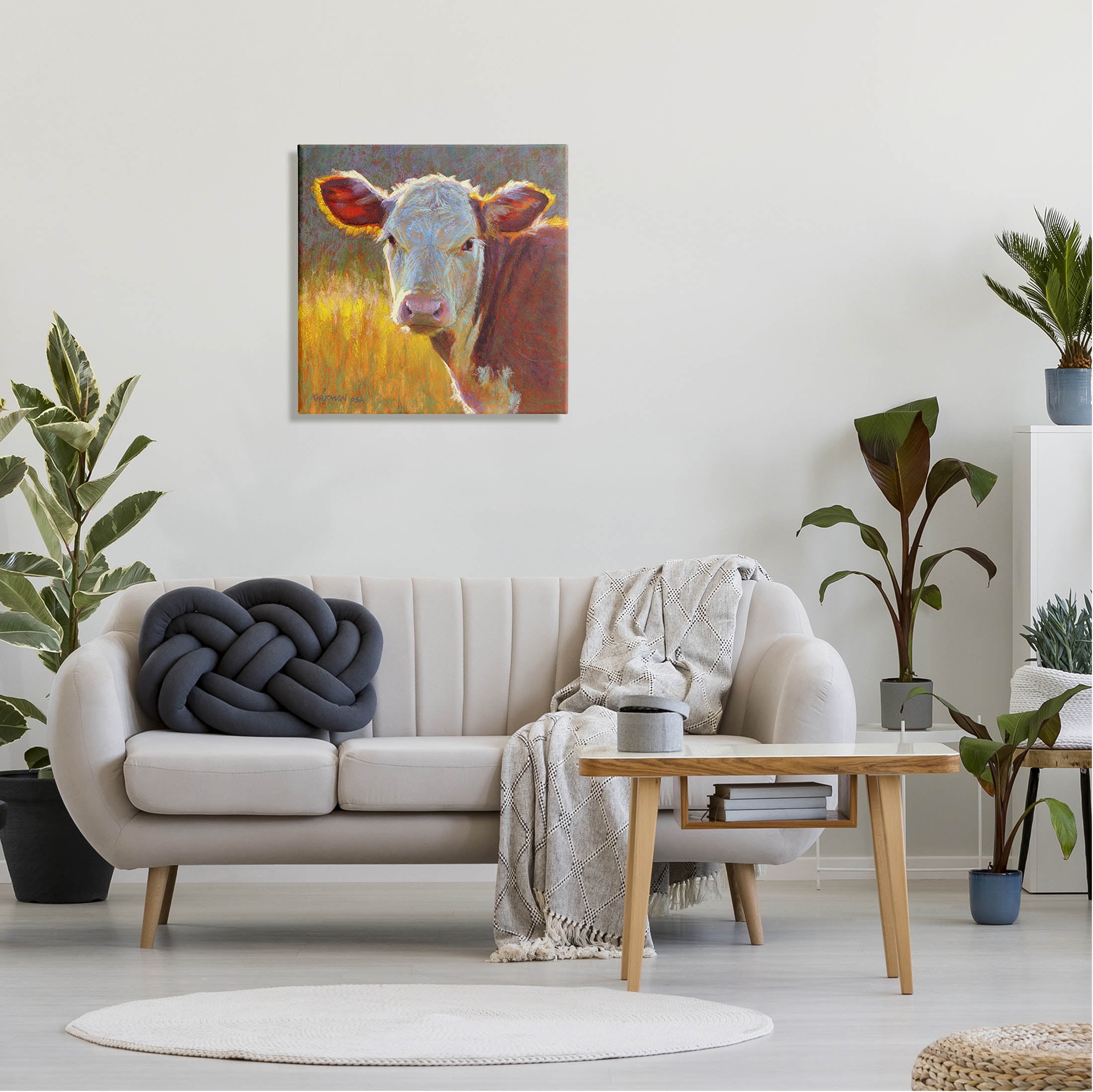 Sunlit Farm Animal Cattle Animals & Insects Painting Gallery Wrapped Canvas Print Wall Art