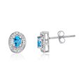 thumbnail image 2 of 14k Yellow Gold Blue Topaz Earrings with Diamonds, 2 of 2