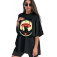 thumbnail image 3 of Plus Size Shirt for Women Black Tops for Women Oversized Short Sleeves Shirt for Women Retro Black Cat T Shirt Crewneck Shirt for Women XL, 3 of 5
