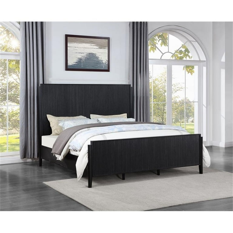 Coaster Brookmead Black Wood Eastern Panel King Bed with Solid