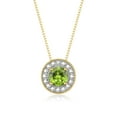 thumbnail image 4 of RYLOS Halo Designer Matching Set Yellow Gold Plated Silver: Ring, Earring & Pendant Necklace Gemstone &  Diamonds 4MM Peridot August Birthstone; Size 5, 4 of 10