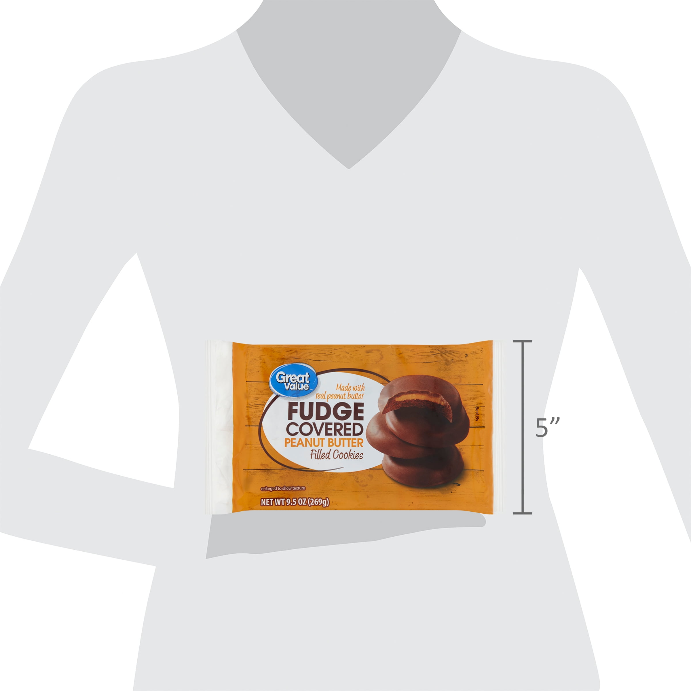 Great Value Fudge Covered Peanut Butter Filled Cookies, 9.5 oz