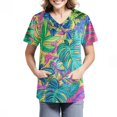 thumbnail image 4 of SAATLERI Scrubs for Women Hawaiian Printed Scrub Tops V Neck Medical Uniform T Shirts 2025 Summer Stretchy Working Pocket Tops, 4 of 4