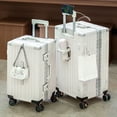 thumbnail image 2 of Maleta con marco de aluminio de 32 pulgadas, maleta de viaje cubierta de carrito con contraseña, maleta de viaje cabina, equipaje con rueda de freno de 20 "con portavasos USB, maletas de viaje, 2 of 4