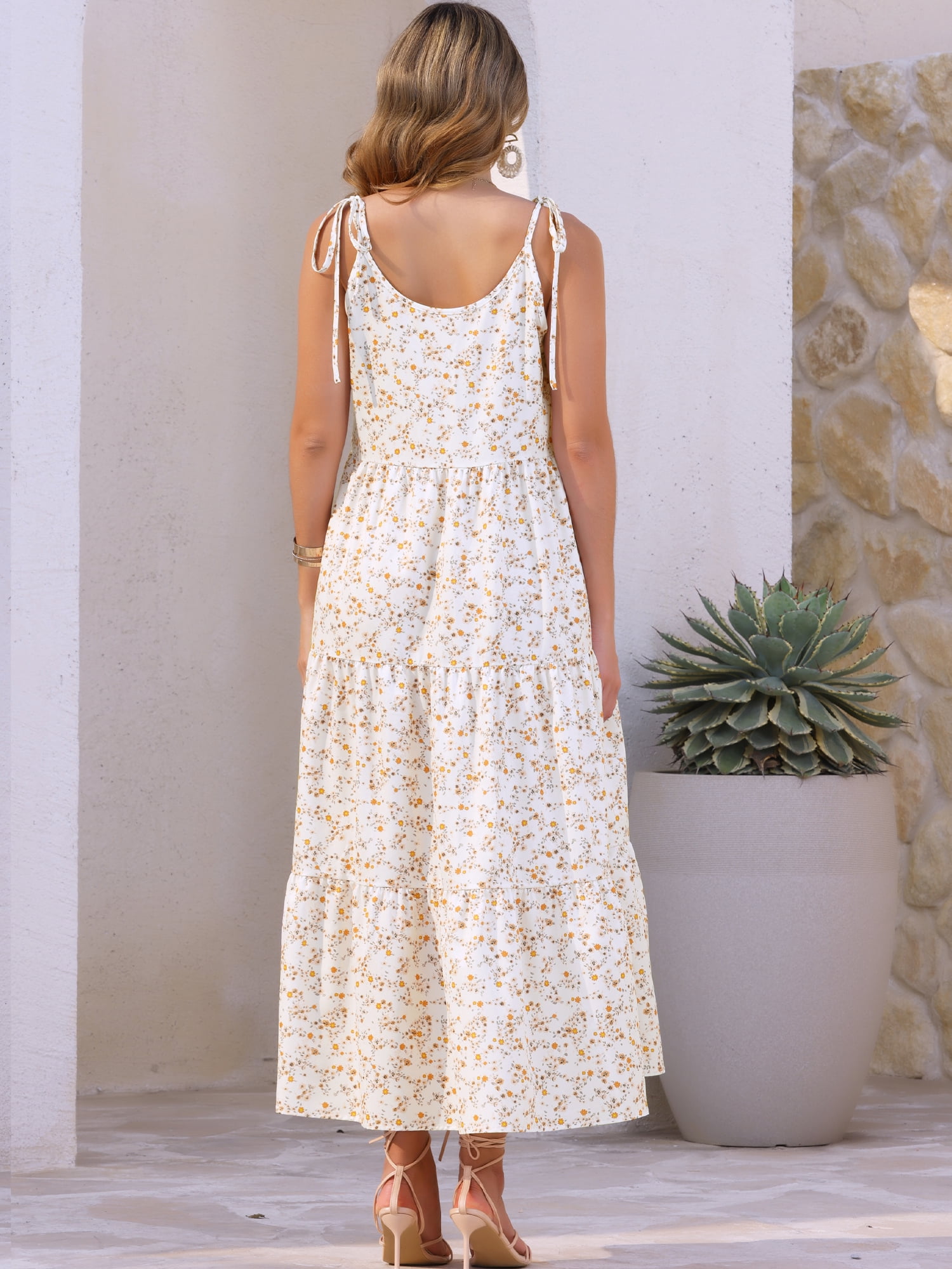 DARING DIVA Floral Maxi Tie Shoulder Sleeveless Boho Dress XL Pink