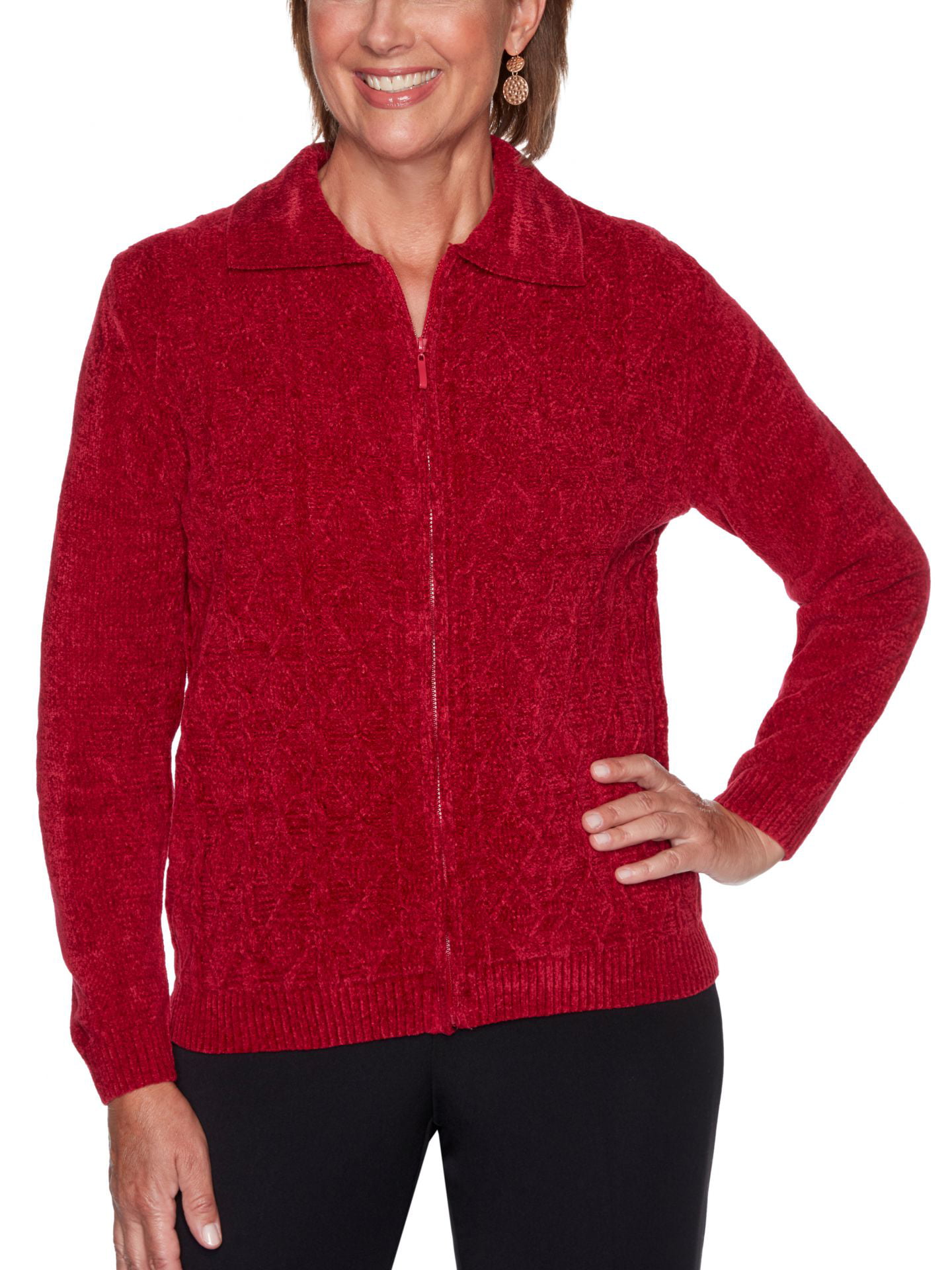 New Mens Knitted Full Zip Lined Chenille Classic Cardigan Jumper Sweater  M-XXL