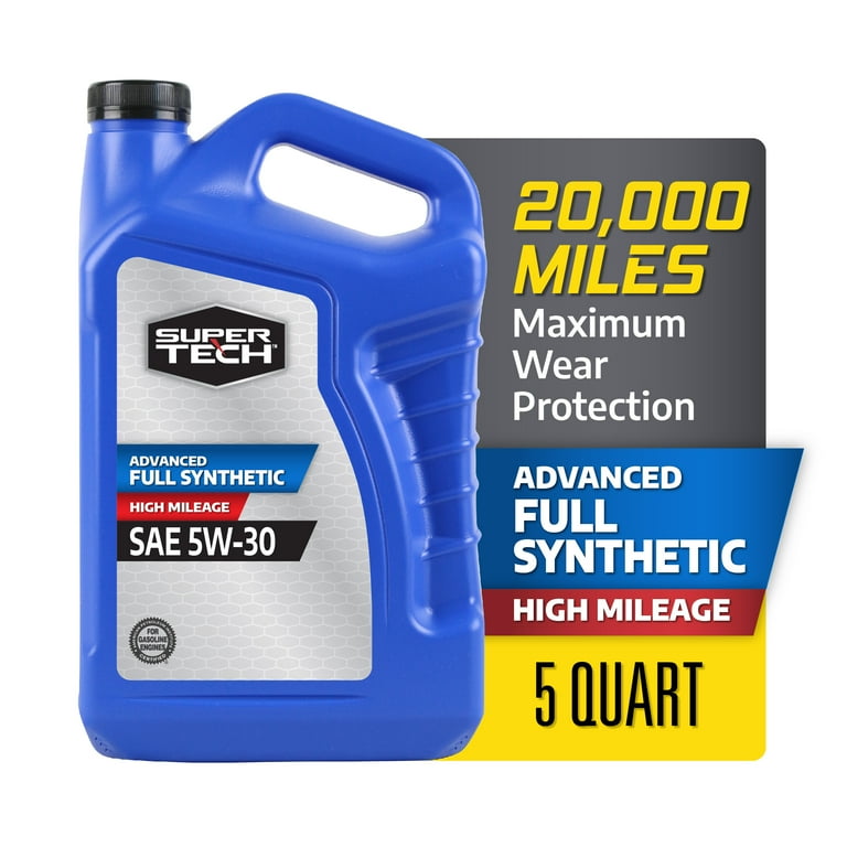 Super Tech High Mileage Full Synthetic 5W-30 Motor Oil 5 Quarts