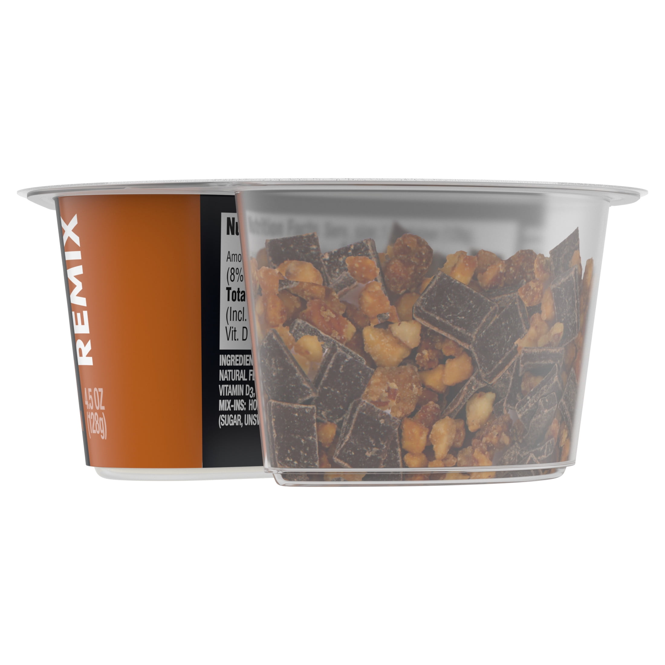 Oikos REMIX Coco Almond Chocolate 11g Protein, Coconut Fat Free Greek Yogurt Cup with Honey Praline Almonds and Dark Chocolate Mix-Ins, 4.5 oz