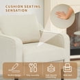 thumbnail image 4 of Modern Wingback Living Room Chair, Upholstered Fabric Accent Armchair, Single Sofa Chair with Lounge Seat and Wood Legs for Office/Bedroom/Reading Spaces, Beige, 4 of 7