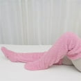 thumbnail image 3 of JeashCHAT Women's Winter Over Knee Thigh High Fuzzy Socks Plush Slipper Stockings Extra Long Leg Warmers Home Sleeping Socks, Pink, 3 of 3