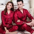 thumbnail image 2 of Conjunto de Pijama de satén de seda para mujer, ropa de dormir para pareja, traje de dormir para mujer, conjunto de dos piezas, ropa de estar por casa de talla grande, 2 of 4