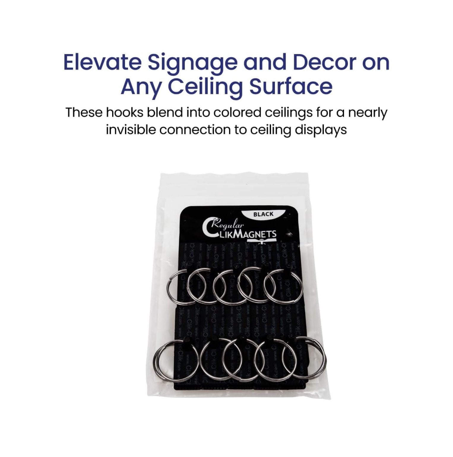 Regular ClikMagnet Ceiling - Strong Magnets to Hang Displays, Signs and More - Magnets with 5 lbs Pull - Pack of 20, Black