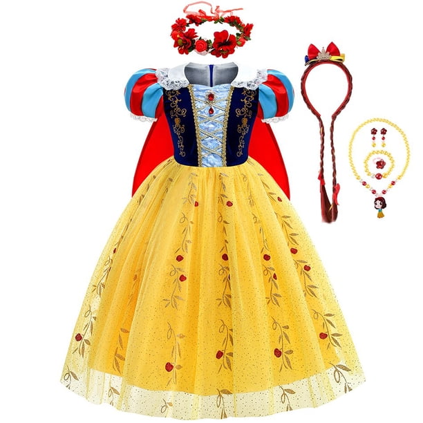 Vestido de Blancanieves para niña, traje bordado de lujo con capa para niño, disfraz de princesa clásica, trajes de Cosplay de Halloween Fivean unisex