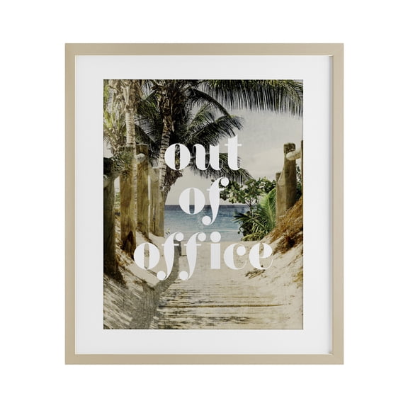 Out of Office Beach Path Birch Framed Print Under Glass, design by Lil' Rue