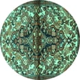 thumbnail image 1 of Ahgly Company Indoor Round Persian Turquoise Blue Traditional Area Rugs, 4' Round, 1 of 4