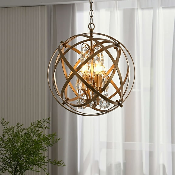 The Lighting Store Benita 4-Light Spray painted Yellow-ish Gold Crystal Chandelier