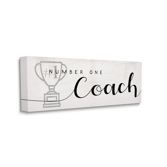 Stupell Industries Number One Coach Phrase Grey Trophy Detail Inspirational Painting Gallery Wrapped Canvas Art Print Wall Art, 20 x 48